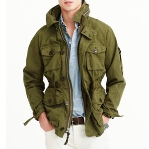J Crew Field Mechanic Military Cargo Jacket With Removable Hood NWOT